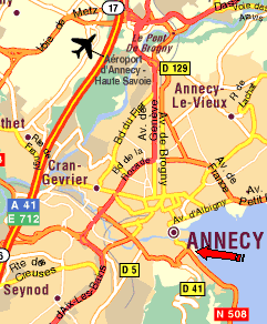  Snipe flotte d'Annecy (223): carte extraite de ViaMichelin 