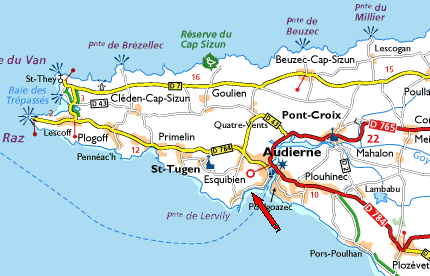  Snipe flotte d'Audierne (294): carte extraite de ViaMichelin 
