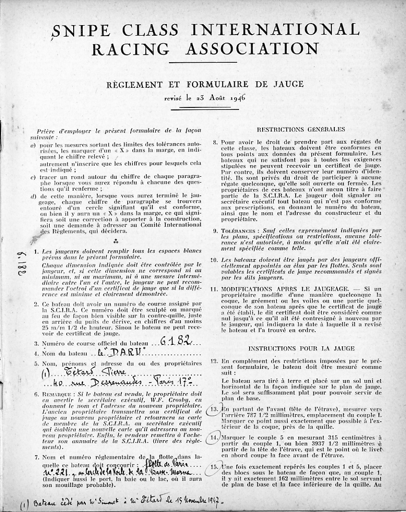  Snipe 6182: Feuille de Jauge - page 1 