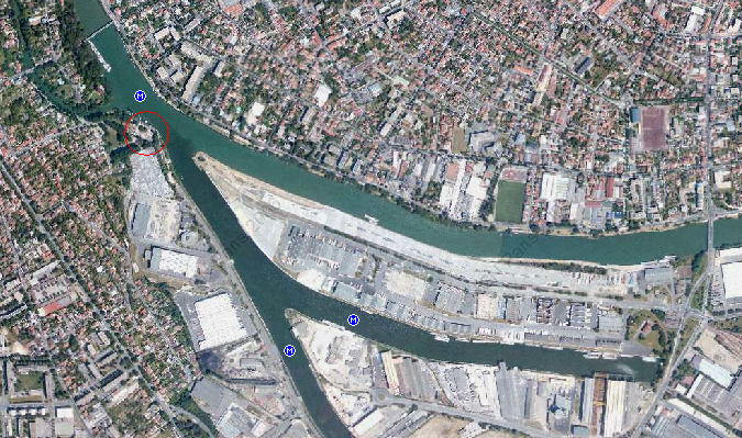 Vue aérienne du plan d'eau