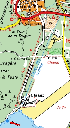  Snipe flotte de Cazaux (778): carte extraite de ViaMichelin 