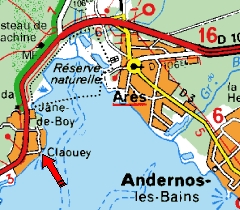  Snipe flotte de Claouey (293): carte extraite de ViaMichelin 