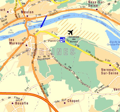  Snipe plan d'eau de Meulan - Les Mureaux: carte extraite de ViaMichelin 